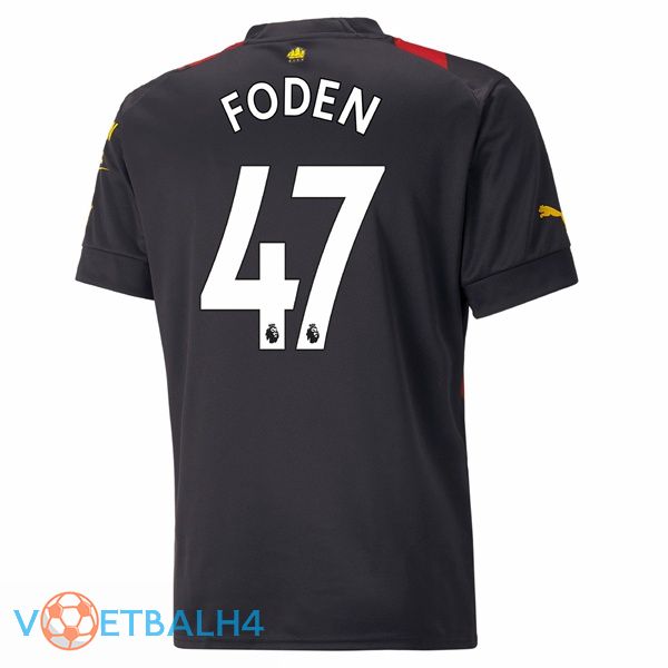 Manchester City (Phil Foden 47) voetbal jersey uit rood zwart 2022/2023