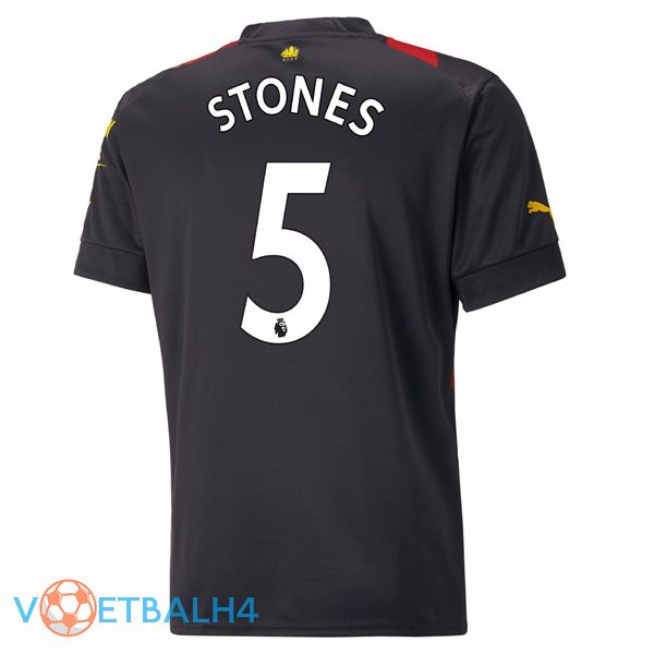 Manchester City (John Stones 5) voetbal jersey uit rood zwart 2022/2023