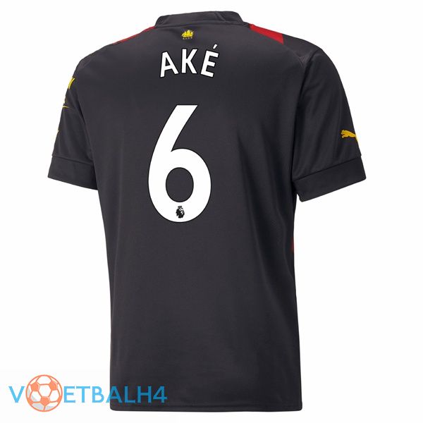 Manchester City (Nathan Ake 6) voetbal jersey uit rood zwart 2022/2023