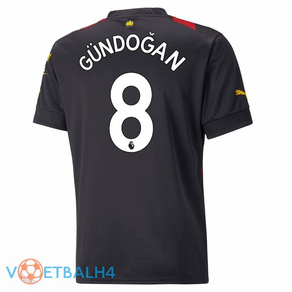 Manchester City (Ilkay Gündogan 8) voetbal jersey uit rood zwart 2022/2023