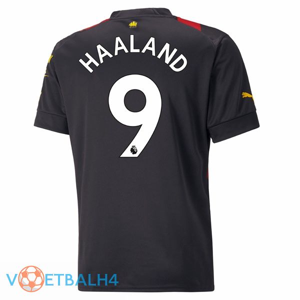 Manchester City (Erling Haaland 9) voetbal jersey uit rood zwart 2022/2023