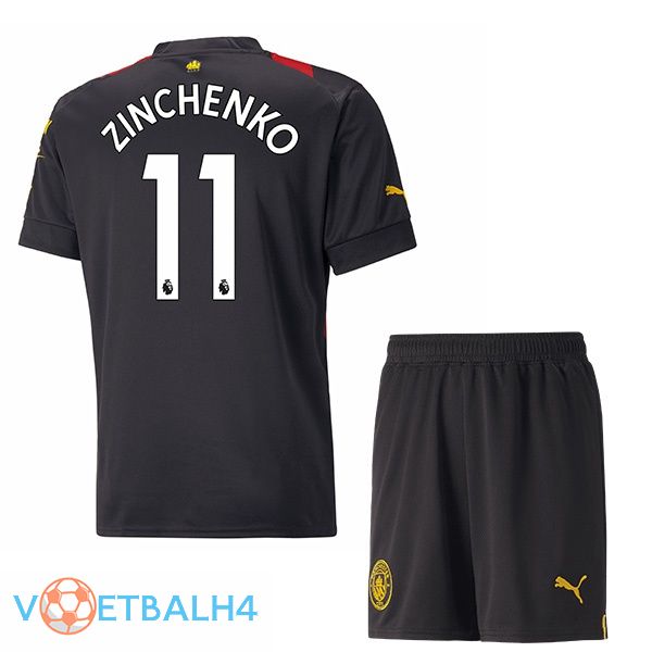 Manchester City (Zinchenko 11) kinderen voetbal jersey uit rood zwart 2022/2023