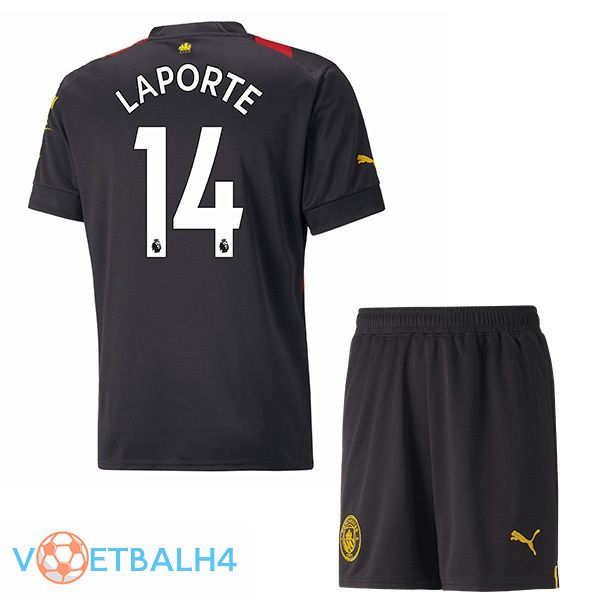 Manchester City (Aymeric Laporte 14) kinderen voetbal jersey uit rood zwart 2022/2023