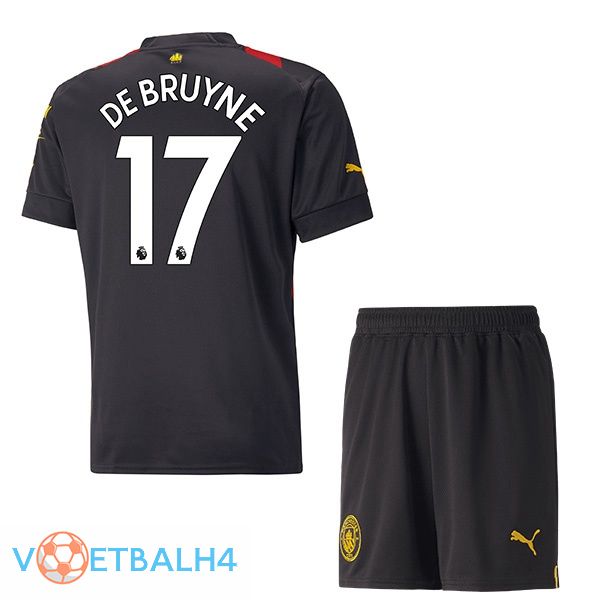 Manchester City (Kevin De Bruyne 17) kinderen voetbal jersey uit rood zwart 2022/2023