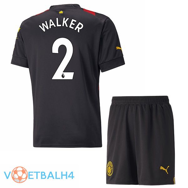 Manchester City (Kyle Walker 2) kinderen voetbal jersey uit rood zwart 2022/2023