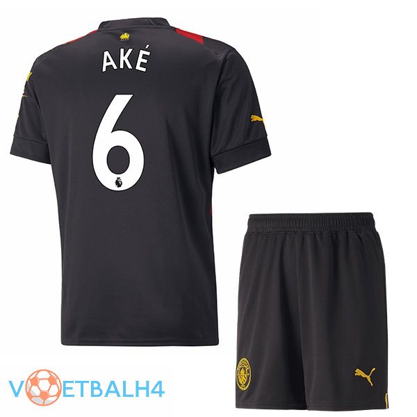 Manchester City (Nathan Ake 6) kinderen voetbal jersey uit rood zwart 2022/2023