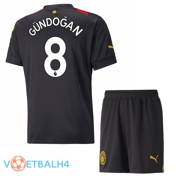 Manchester City (Ilkay Gündogan 8) kinderen voetbal jersey uit rood zwart 2022/2023