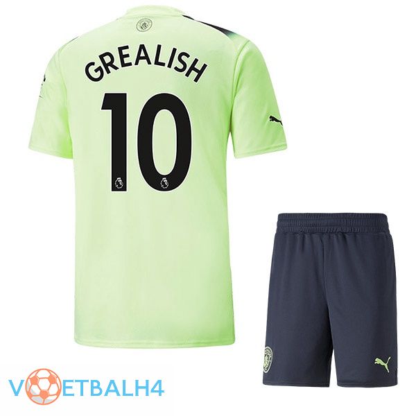 Manchester City (Jack Grealish 10) kinderen voetbal jerseys derde groente zwart 2022-2023