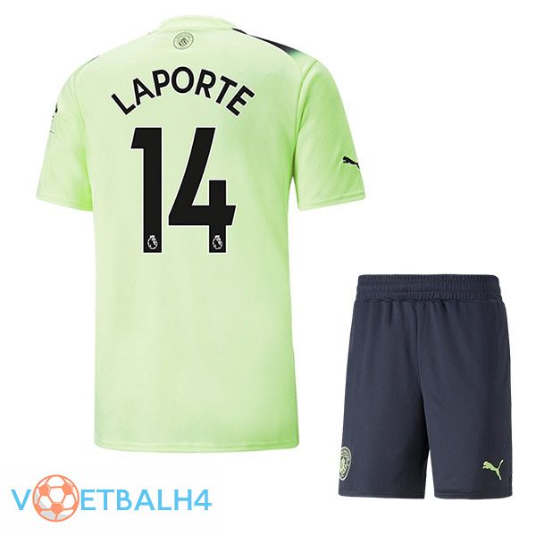 Manchester City (Aymeric Laporte 14) kinderen voetbal jerseys derde groente zwart 2022-2023