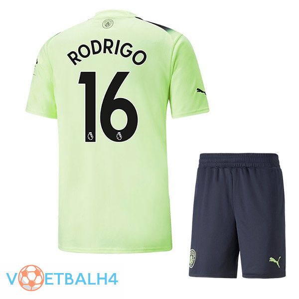 Manchester City (Rodrigo 16) kinderen voetbal jerseys derde groente zwart 2022-2023