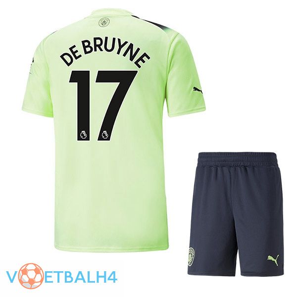 Manchester City (Kevin De Bruyne 17) kinderen voetbal jerseys derde groente zwart 2022-2023