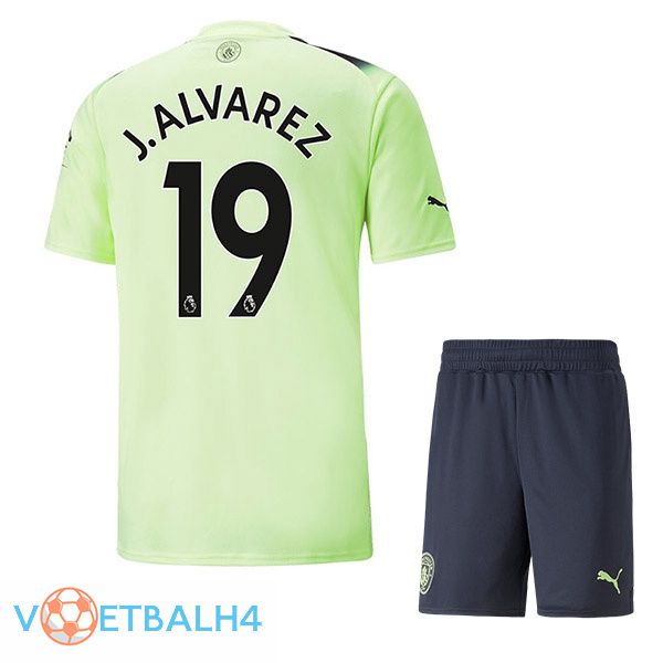 Manchester City (Julián Álvarez 19) kinderen voetbal jerseys derde groente zwart 2022-2023