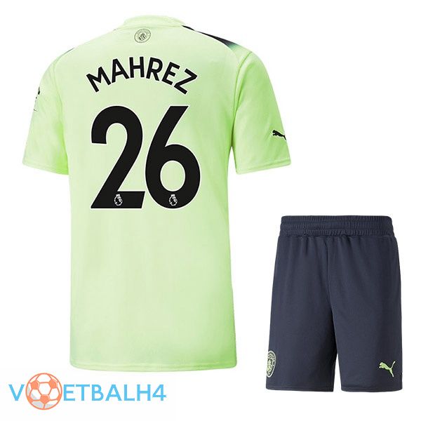 Manchester City (Riyad Mahrez 26) kinderen voetbal jerseys derde groente zwart 2022-2023