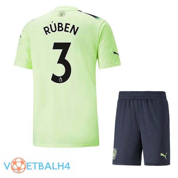 Manchester City (Ruben Dias3) kinderen voetbal jerseys derde groente zwart 2022-2023