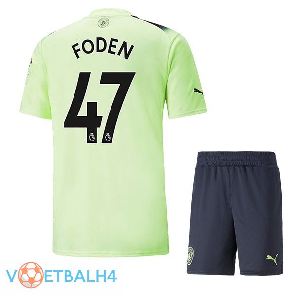 Manchester City (Phil Foden 47) kinderen voetbal jerseys derde groente zwart 2022-2023