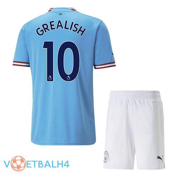 Manchester City (Jack Grealish 10) jersey kinderen thuis blauw 2022/2023