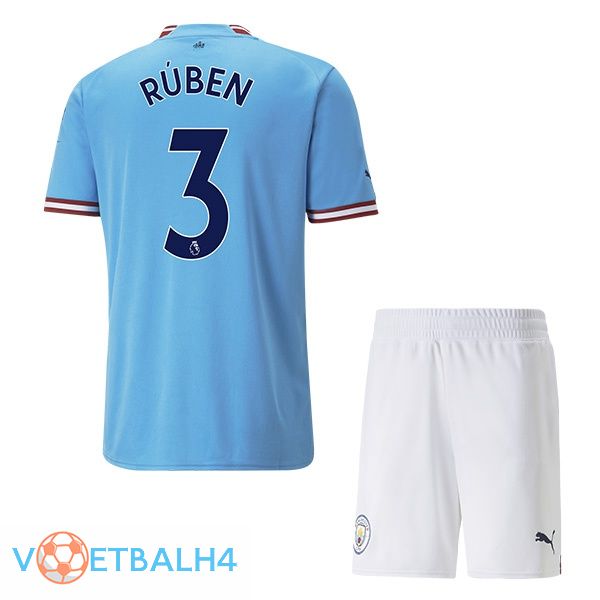 Manchester City (Ruben Dias 3) jersey kinderen thuis blauw 2022/2023