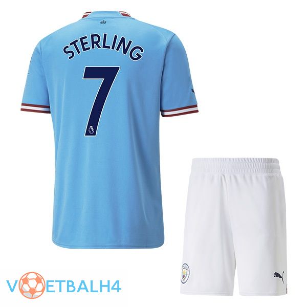 Manchester City (Raheem Sterling 7) jersey kinderen thuis blauw 2022/2023