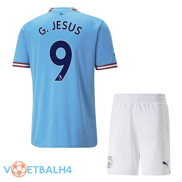 Manchester City (Gabriel Jesus 9) jersey kinderen thuis blauw 2022/2023