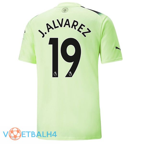 Manchester City (Julián Álvarez 19) voetbal jerseys derde groente zwart 2022-2023