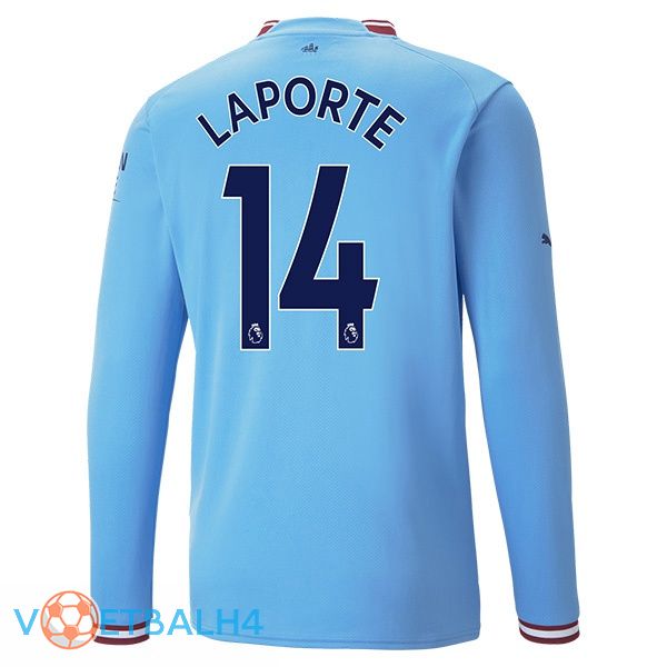 Manchester City (Aymeric Laporte 14) jersey thuis lange mouwblauw 2022/2023