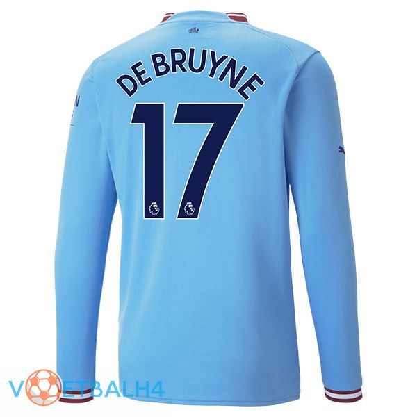 Manchester City (Kevin De Bruyne 17) jersey thuis lange mouwblauw 2022/2023