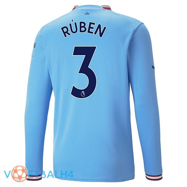 Manchester City (Ruben Dias 3) jersey thuis lange mouwblauw 2022/2023