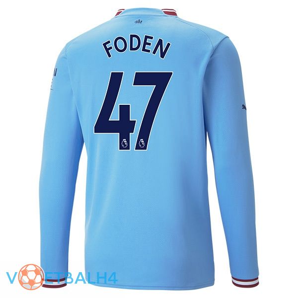 Manchester City (Phil Foden 47) jersey thuis lange mouwblauw 2022/2023