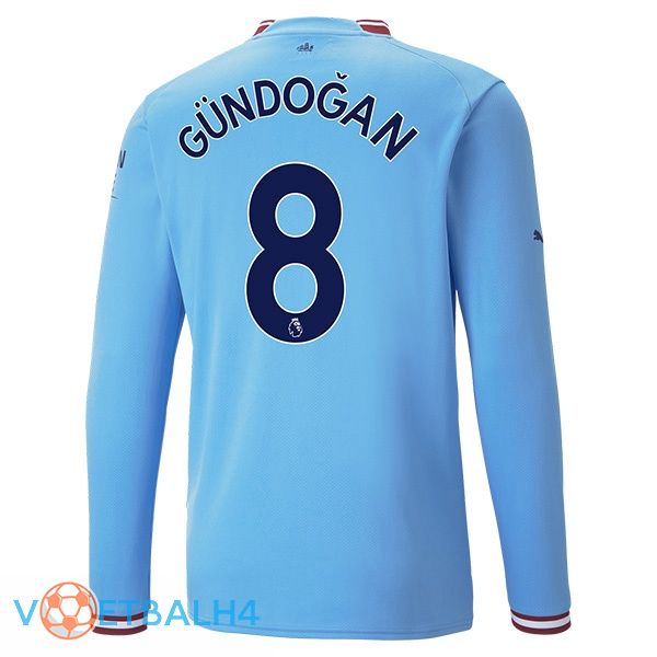 Manchester City (Ilkay Gündogan 8) jersey thuis lange mouwblauw 2022/2023