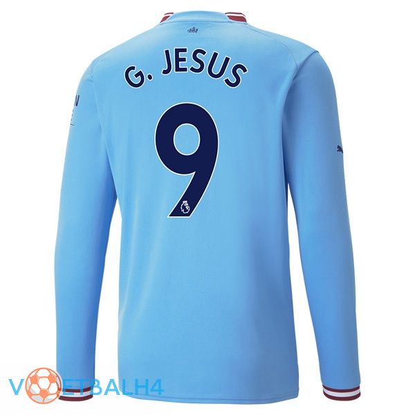 Manchester City (Gabriel Jesus 9) jersey thuis lange mouwblauw 2022/2023