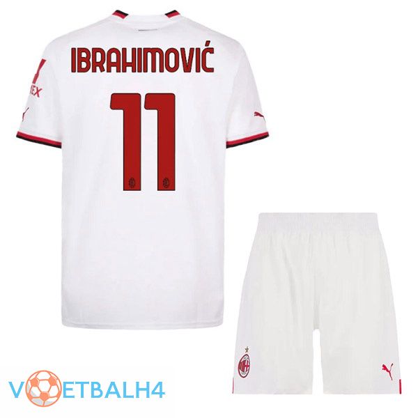 AC Milan (IBRAHIMOVIĆ 11) kinderen voetbal jerseys uit wit 2022-2023