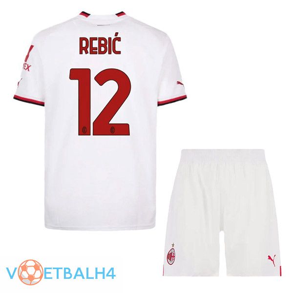 AC Milan (A. REBIĆ 12) kinderen voetbal jerseys uit wit 2022-2023