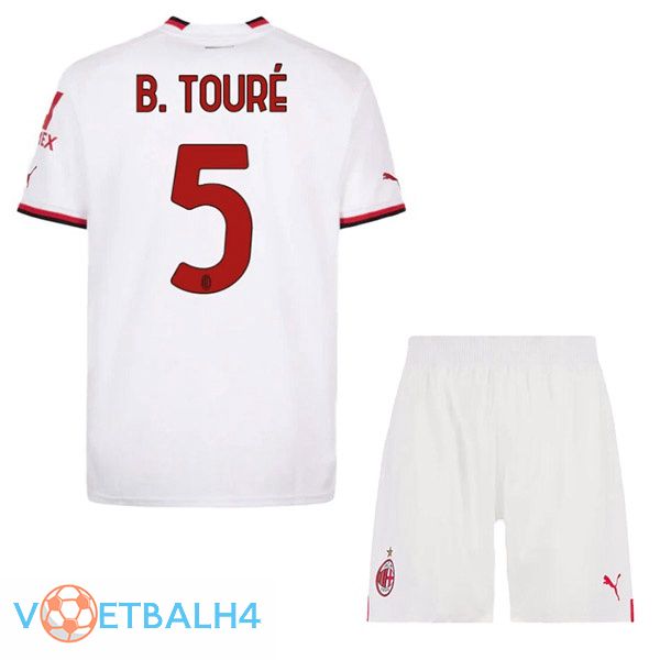 AC Milan (B. TOURÉ 5) kinderen voetbal jerseys uit wit 2022-2023