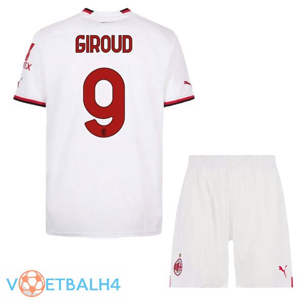 AC Milan (GIROUD 9) kinderen voetbal jerseys uit wit 2022-2023