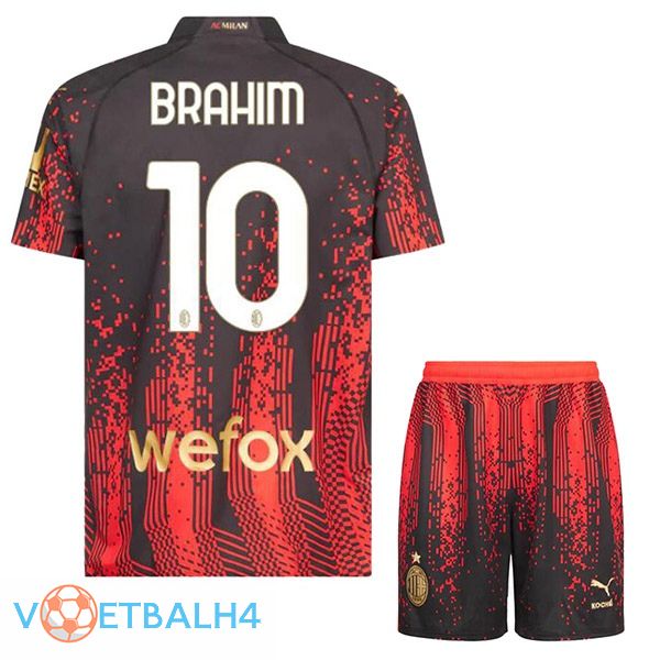 AC Milan (BRAHIM 10) kinderen voetbal jersey vierde rood zwart 2022/2023