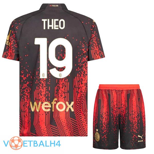 AC Milan (THEO 19) kinderen voetbal jersey vierde rood zwart 2022/2023