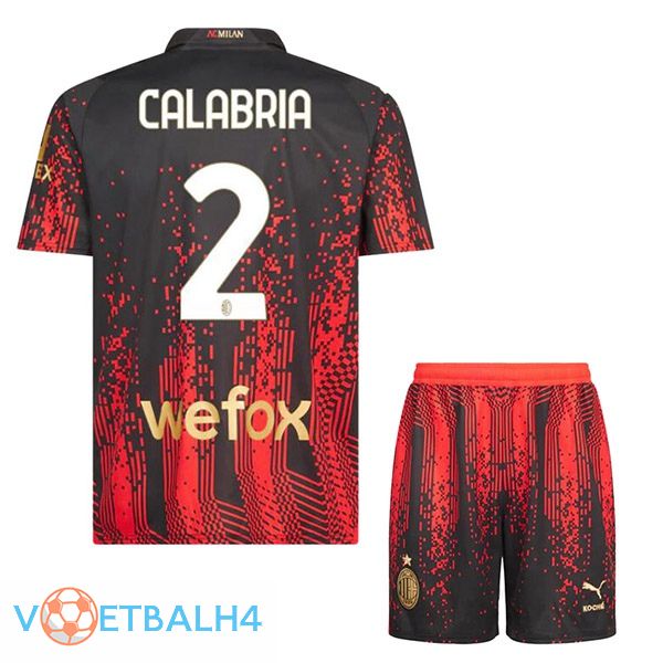 AC Milan (CALABRIA 2) kinderen voetbal jersey vierde rood zwart 2022/2023