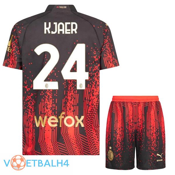 AC Milan (KJAER 24) kinderen voetbal jersey vierde rood zwart 2022/2023