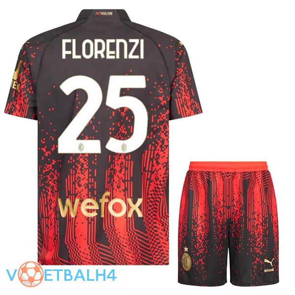 AC Milan (FLORENZI 25) kinderen voetbal jersey vierde rood zwart 2022/2023