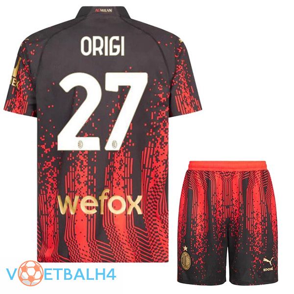 AC Milan (ORIGI 27) kinderen voetbal jersey vierde rood zwart 2022/2023