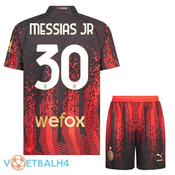 AC Milan (MESSIAS JR 30) kinderen voetbal jersey vierde rood zwart 2022/2023