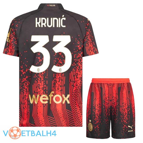 AC Milan (KRUNIĆ 33) kinderen voetbal jersey vierde rood zwart 2022/2023