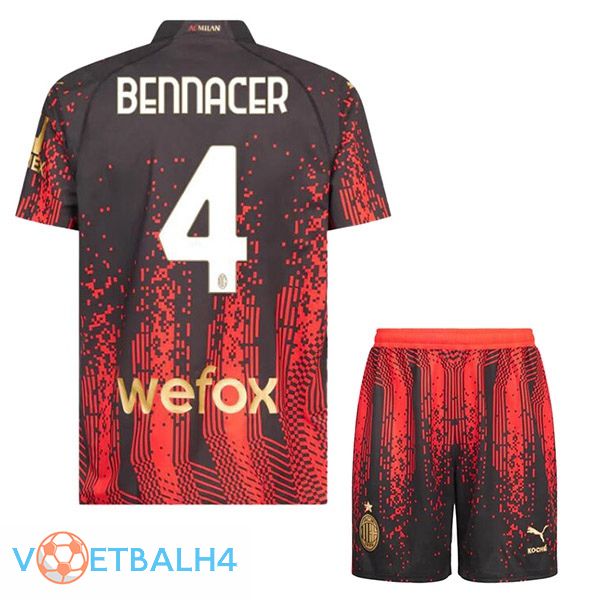 AC Milan (BENNACER 4) kinderen voetbal jersey vierde rood zwart 2022/2023