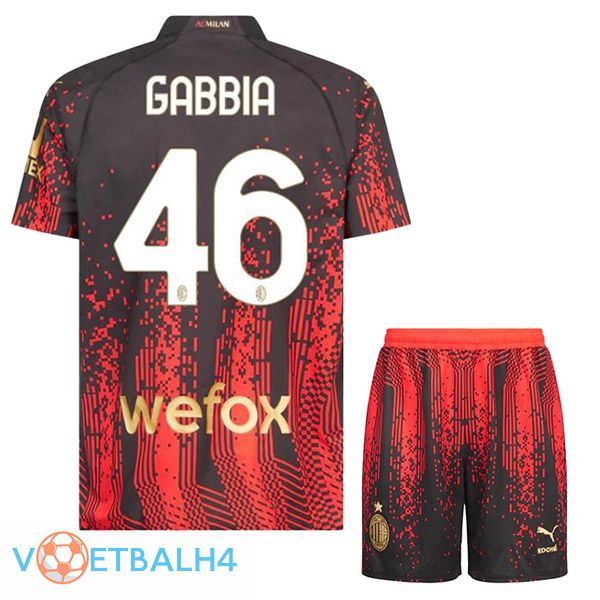 AC Milan (GABBIA 46) kinderen voetbal jersey vierde rood zwart 2022/2023