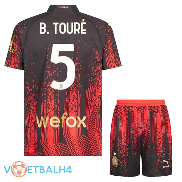 AC Milan (B. TOURÉ 5) kinderen voetbal jersey vierde rood zwart 2022/2023