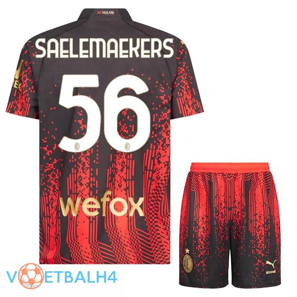 AC Milan (SAELEMAEKERS 56) kinderen voetbal jersey vierde rood zwart 2022/2023