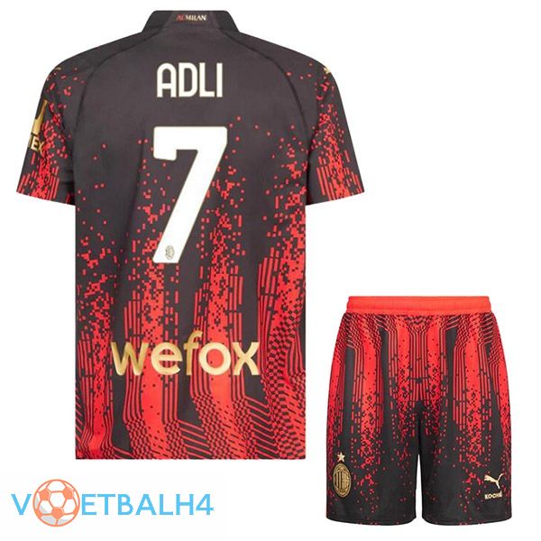 AC Milan (ADLI 7) kinderen voetbal jersey vierde rood zwart 2022/2023