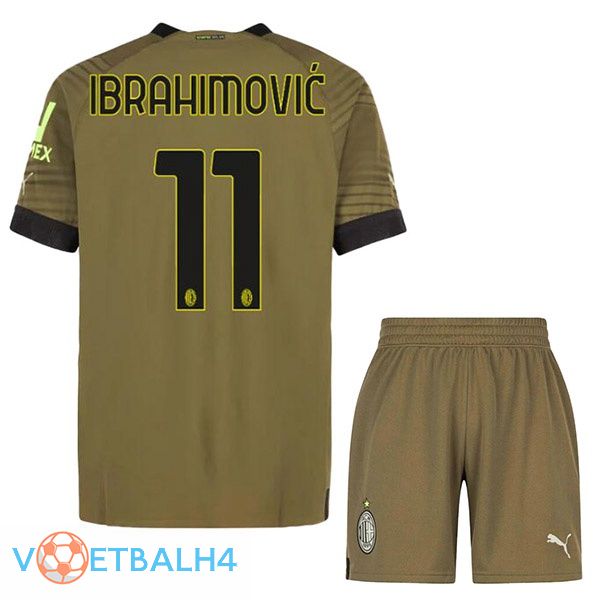 AC Milan (IBRAHIMOVIĆ 11) kinderen voetbal jerseys derde Marron 2022-2023