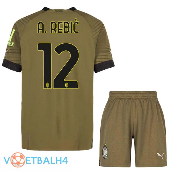 AC Milan (A. REBIĆ 12) kinderen voetbal jerseys derde Marron 2022-2023