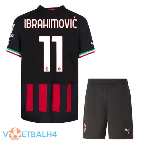 AC Milan (IBRAHIMOVIĆ 11) kinderen voetbal jerseys thuis rood 2022-2023